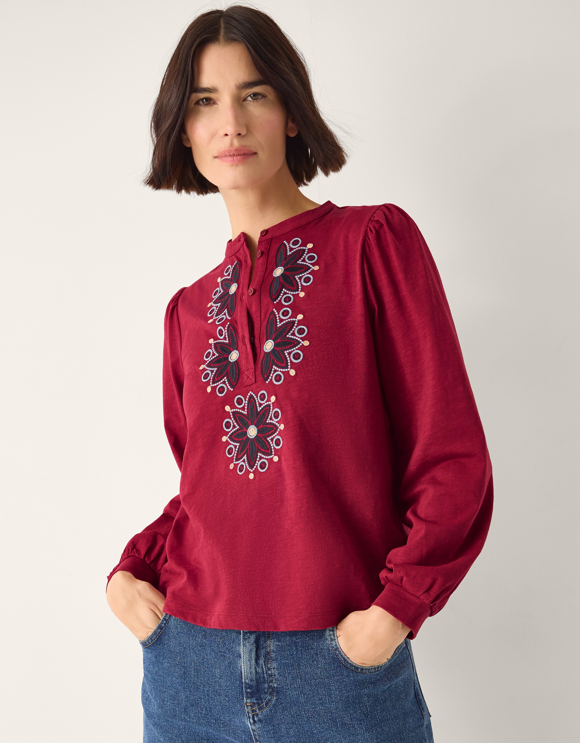 New In - Monsoon Esme Embroidered Jersey Blouse