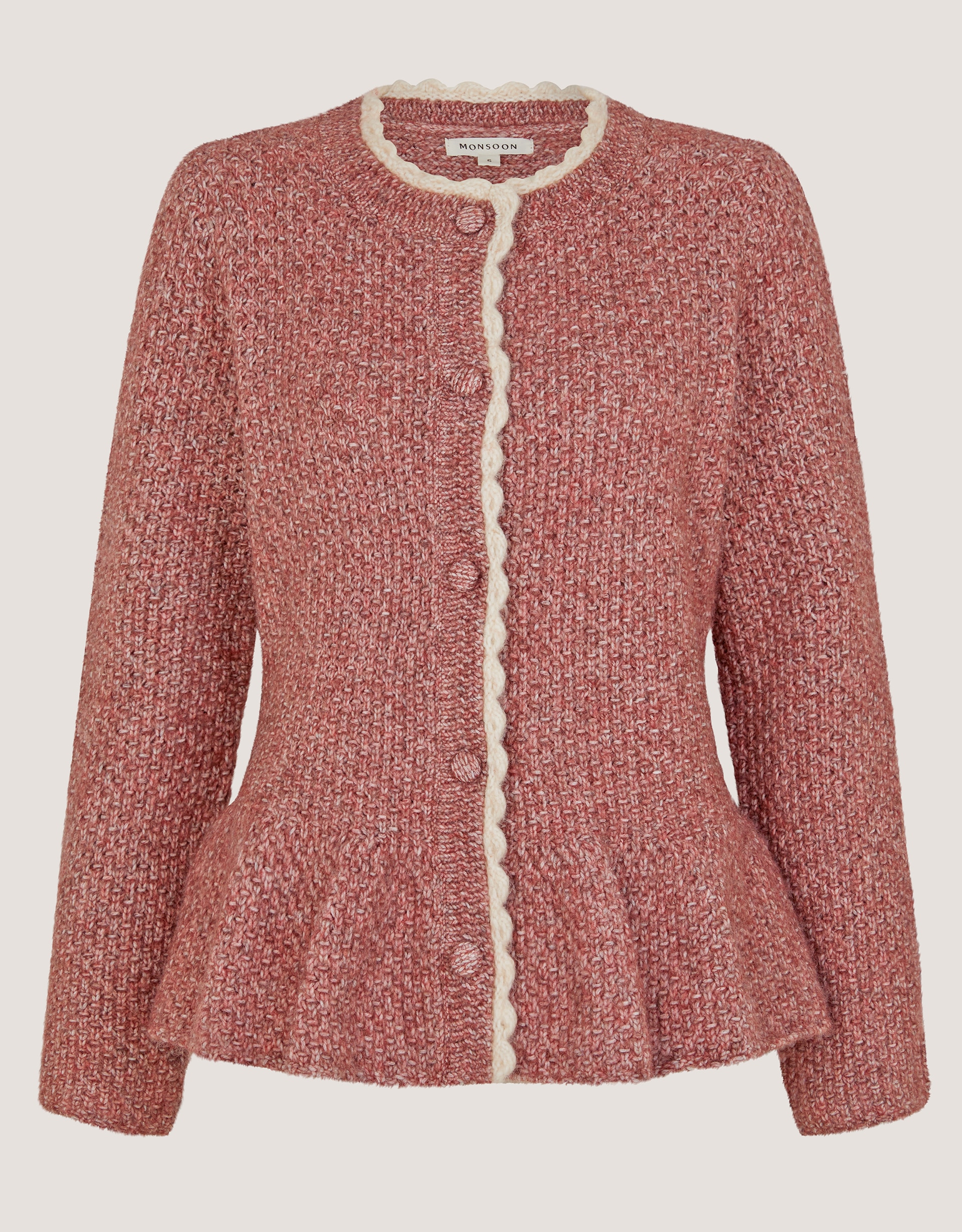 Monsoon Suki Scallop Peplum Cardigan | JD Williams