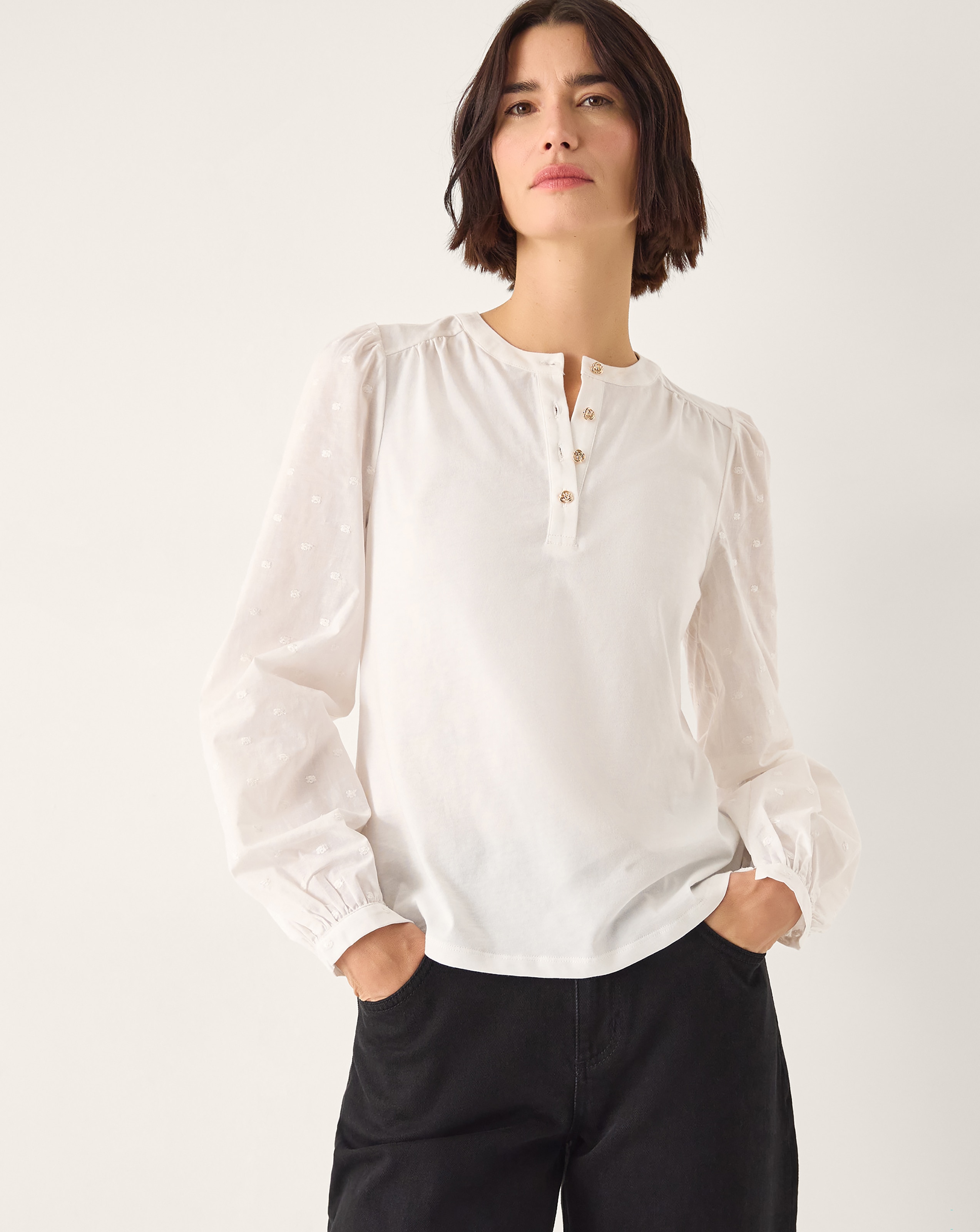 New In - Monsoon Flossy Embroidered Sleeve Top