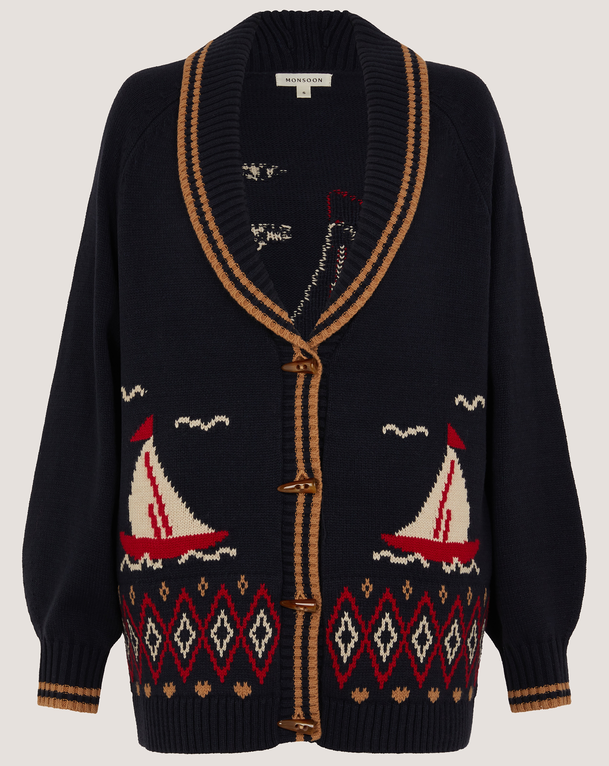 New In - Monsoon Sapna Intarsia Sailor Cardigan