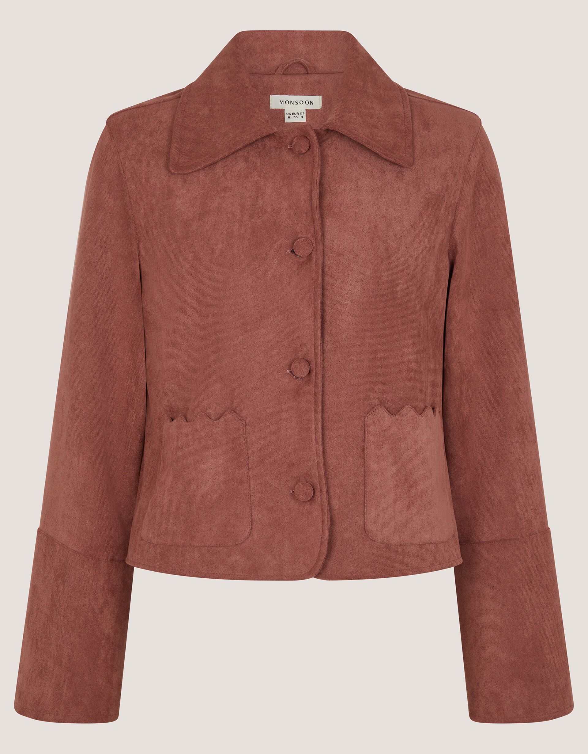 Monsoon Sierra Scallop Faux Suede Jacket | JD Williams