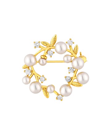 Jon Richard Gold Plated Pearl And Cubic Zirconia Crystal Brooch - Gift Boxed