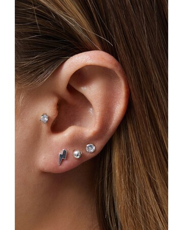 Simply Silver Sterling Silver 925 Polished Lightening Bolt Stud Earrings