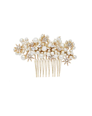 Jon Richard Gold Plated Star And Pearl Hair Comb