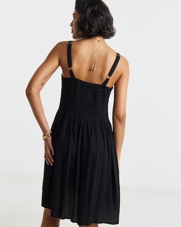 Crinkle Waist Detail Skater Dress