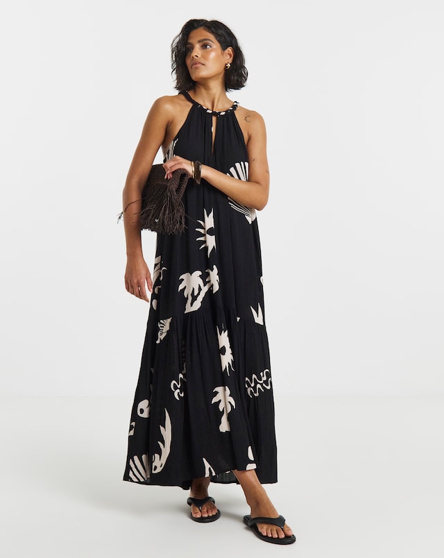 Crinkle Trapeze Maxi Dress