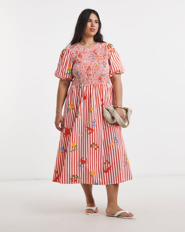 Asymmetric Shirred Midi Dress