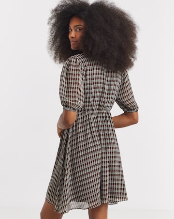 Check Button Through Skater Dress