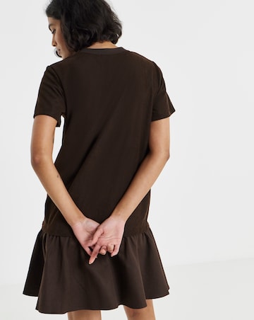 Simply Be Khaki Cord Hybrid Short Sleeve Mini T-Shirt Dress