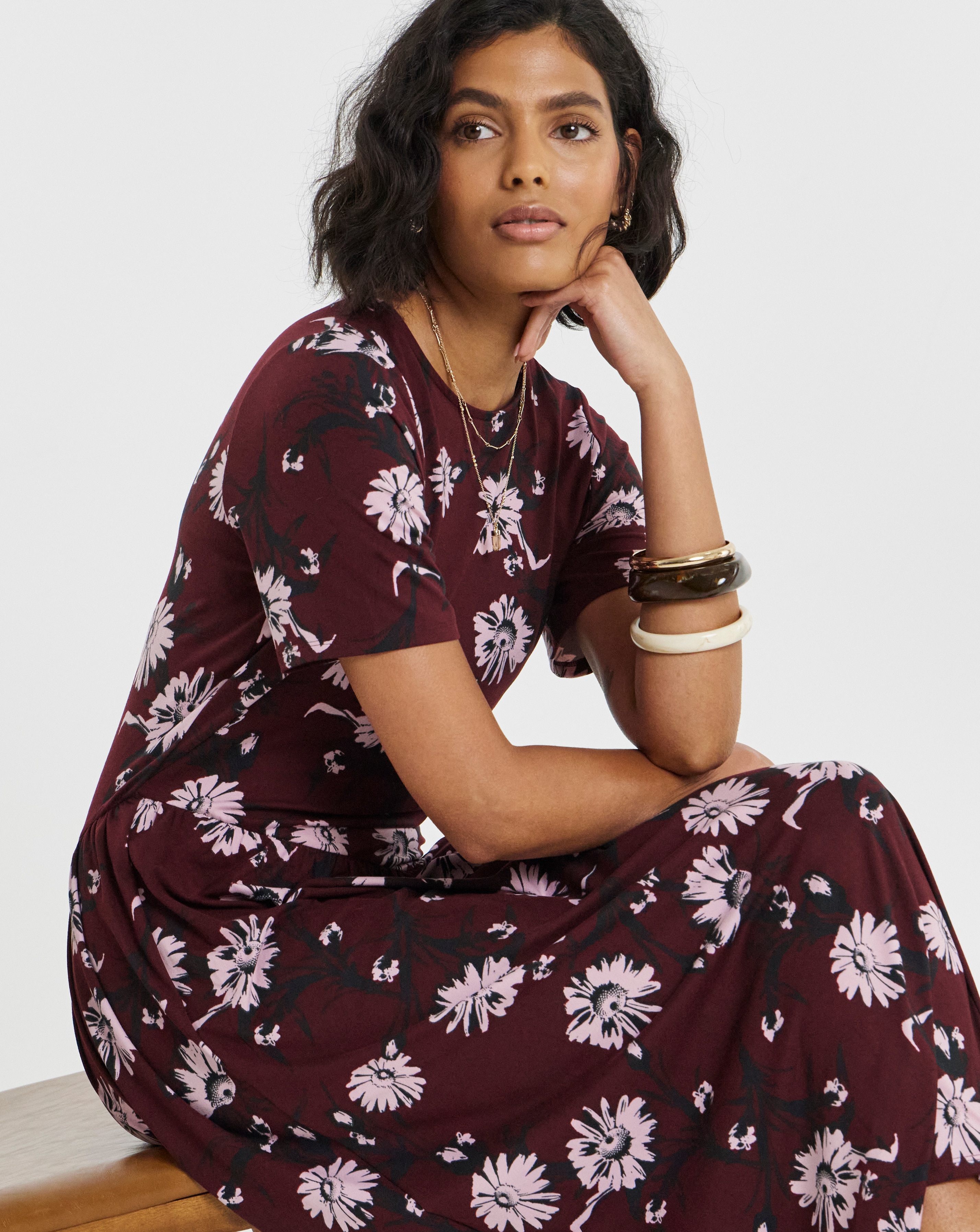 New In - Jersey Asymmetric Seam Midi Dress