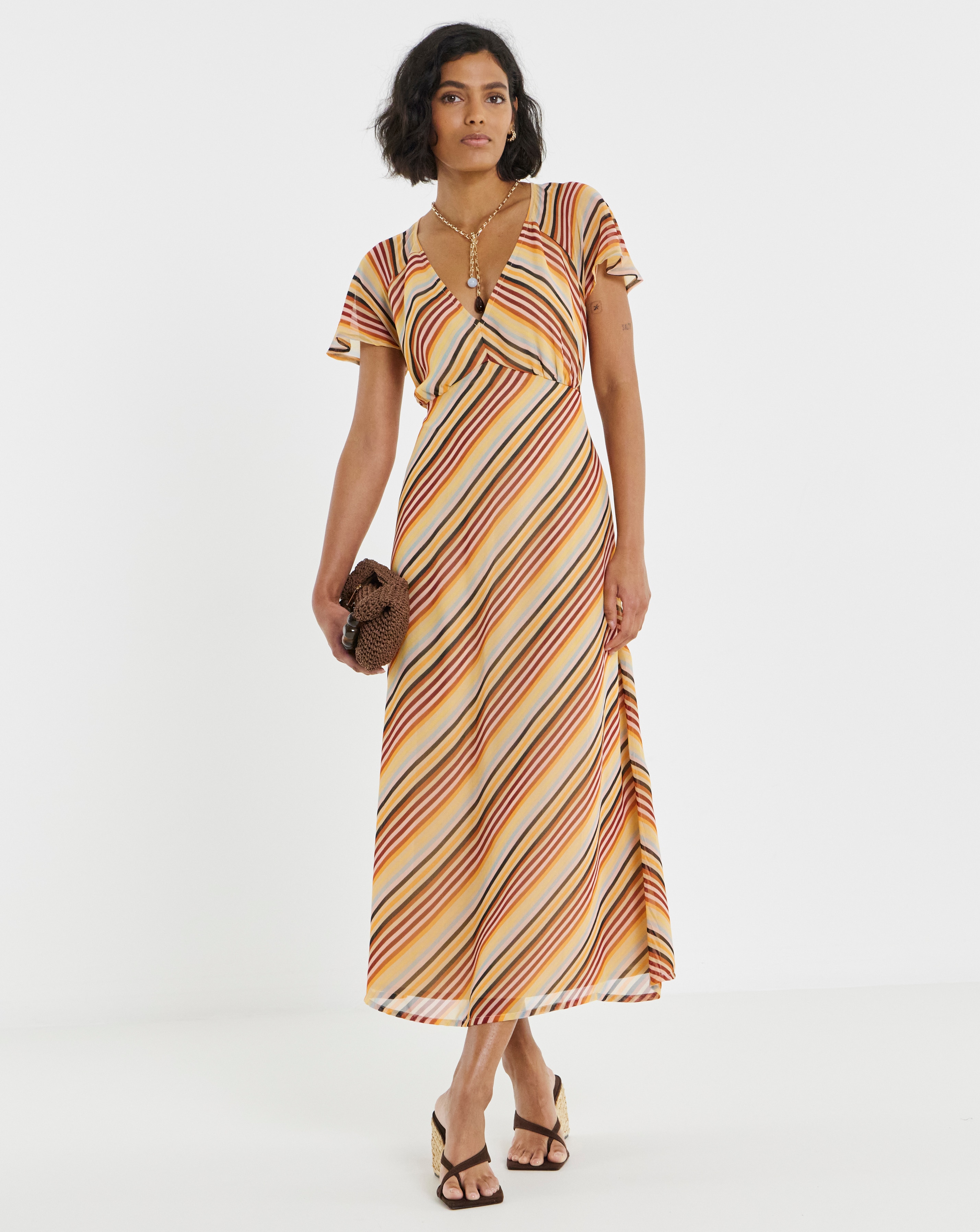 New In - Stripe Print Midi Tea Dress