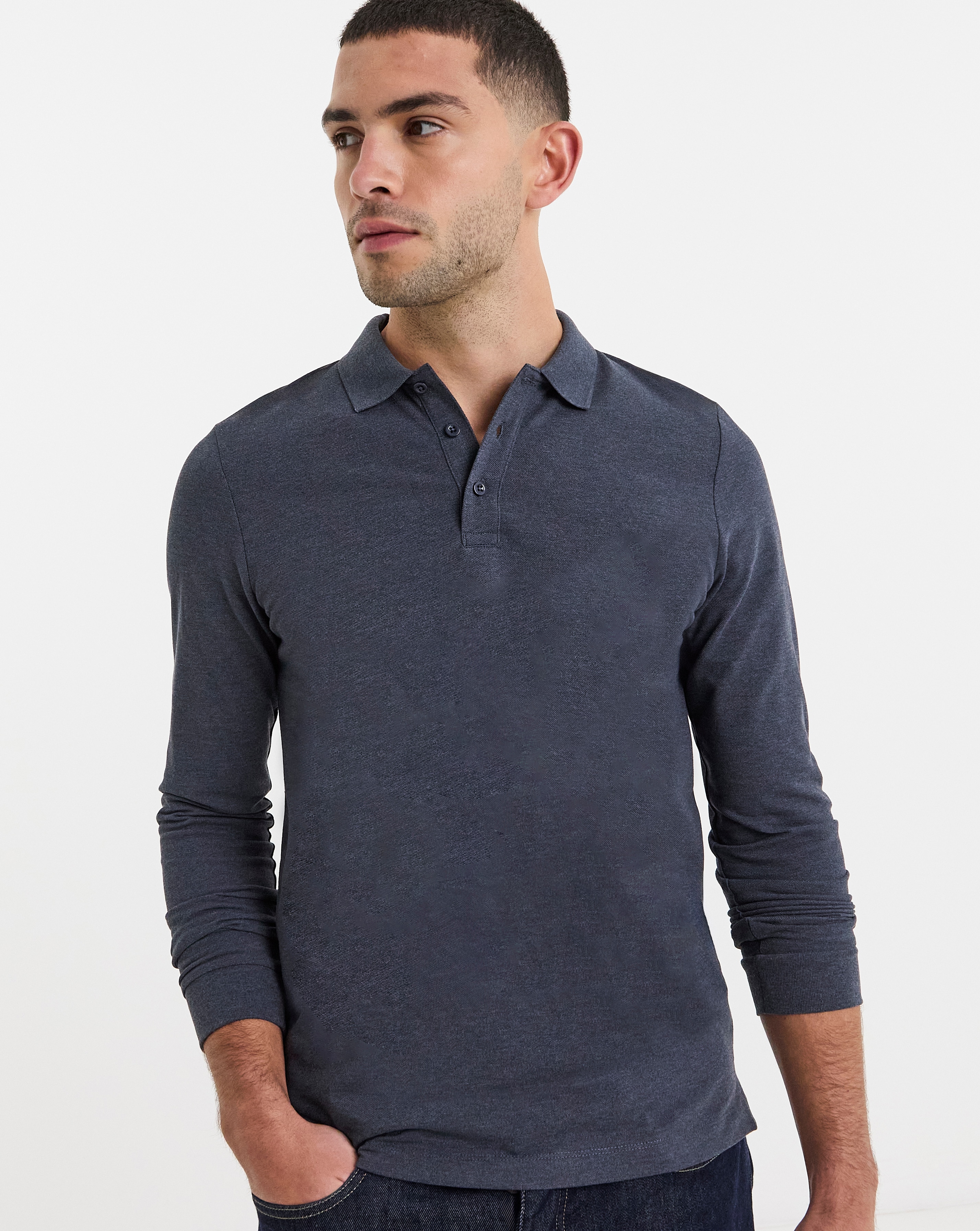 Long Sleeve Pique Polo