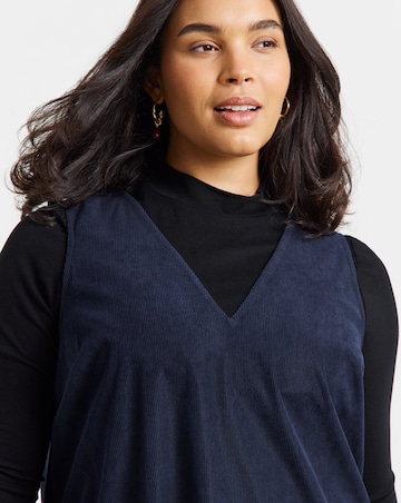 Simply Be Navy Cord Flippy Mini Dress