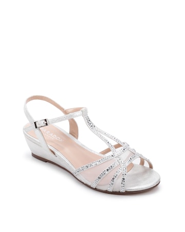 Paradox London Jilly Wide E Fit Low Wedge Heel Sandal