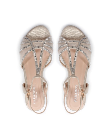 Paradox London Jilly Wide E Fit Low Wedge Heel Sandal