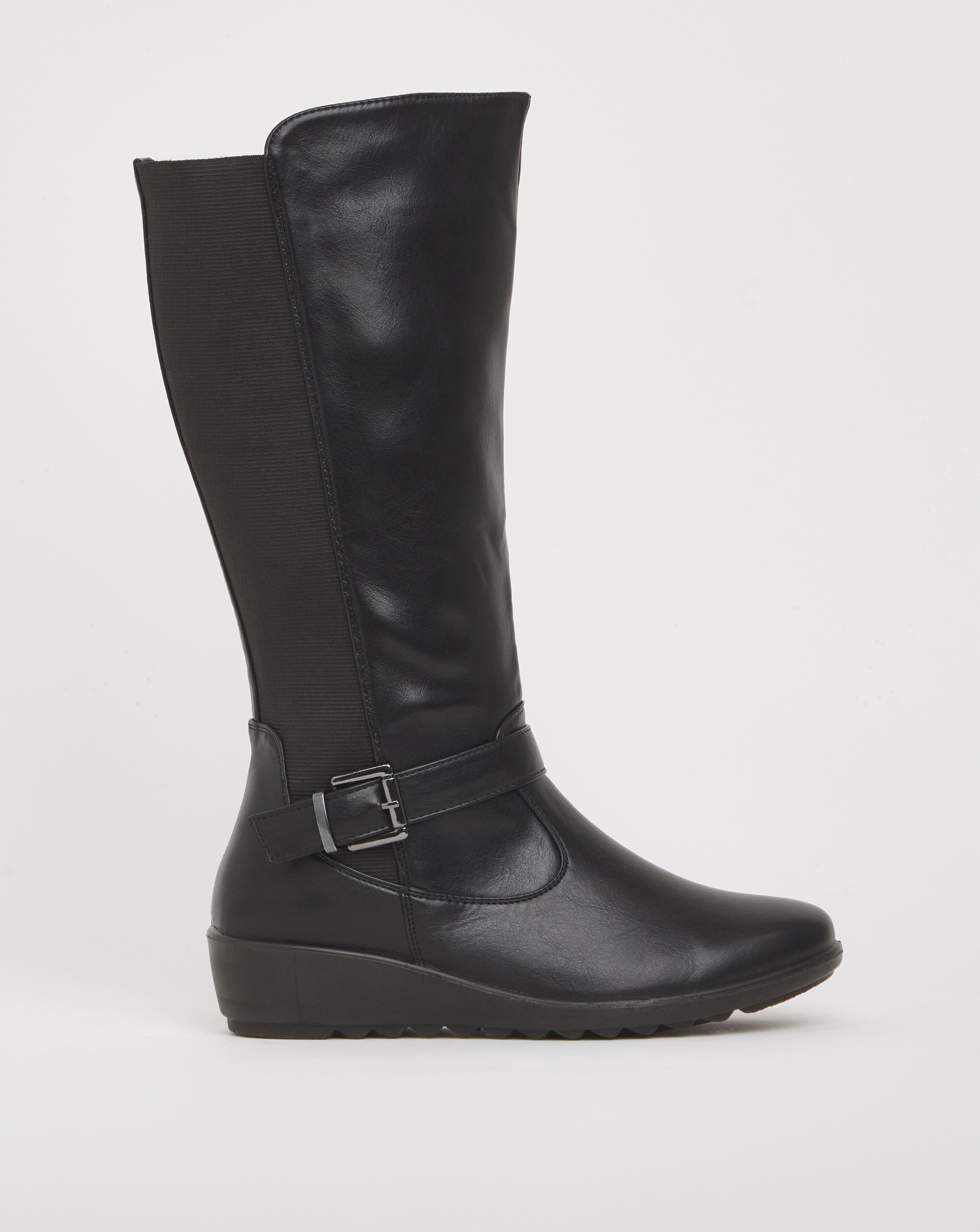 Cushion Walk Stretch Mid Leg Boot Wide E Fit Standard Calf