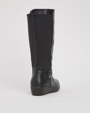 Cushion Walk Stretch Mid Leg Boot Wide E Fit Curvy Plus Calf