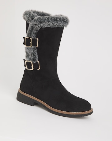 Cushion Walk Lined Winter Boot With Buckle Crepe Sole Extra Wide EEE Fit
