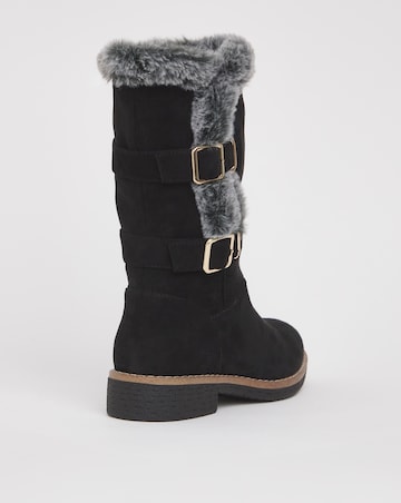 Cushion Walk Lined Winter Boot With Buckle Crepe Sole Extra Wide EEE Fit