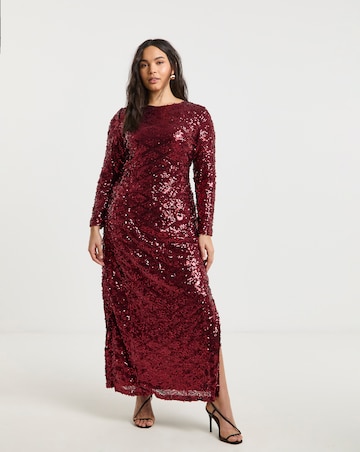 Lovedrobe All Over Sequin Maxi Dress With Thigh Split