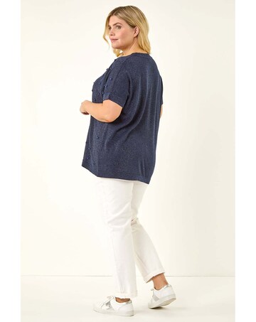 Roman Curve Faux Pearl Embellished Top