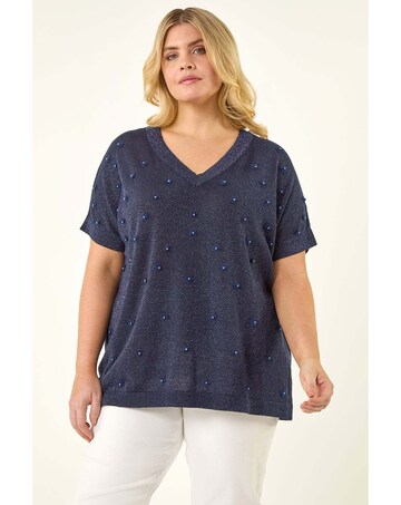 Roman Curve Faux Pearl Embellished Top