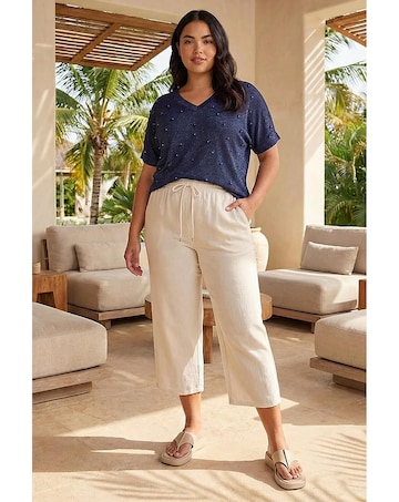 Roman Curve Faux Pearl Embellished Top