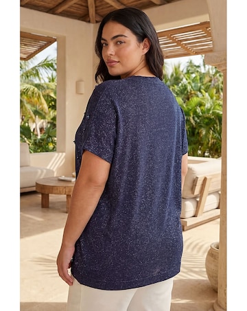 Roman Curve Faux Pearl Embellished Top