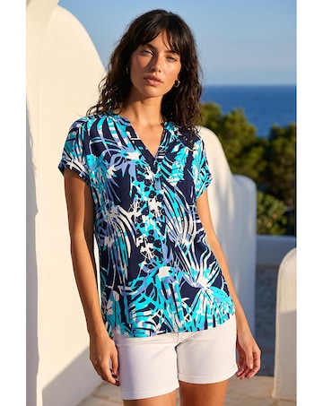 Roman Textured Abstract Print Top
