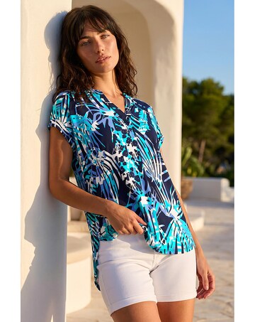 Roman Textured Abstract Print Top