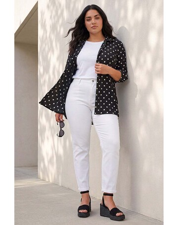 Roman Curve Spot Print Button Shirt