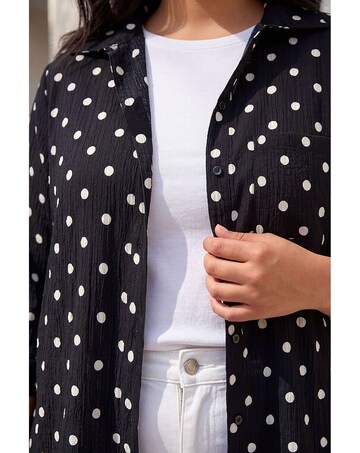 Roman Curve Spot Print Button Shirt