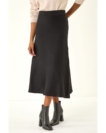 Roman Plain Elastic A Line Midi Skirt
