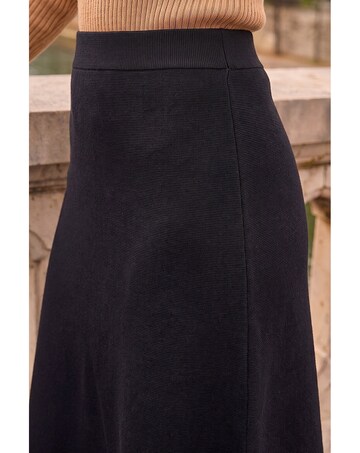 Roman Plain Elastic A Line Midi Skirt
