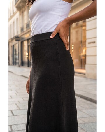 Roman Plain Elastic A Line Midi Skirt
