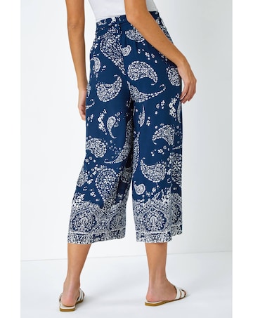 Roman Paisley Wide Leg Cropped Trousers