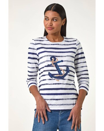 Roman Anchor Striped Hotfix Top