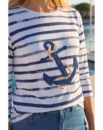 Roman Anchor Striped Hotfix Top