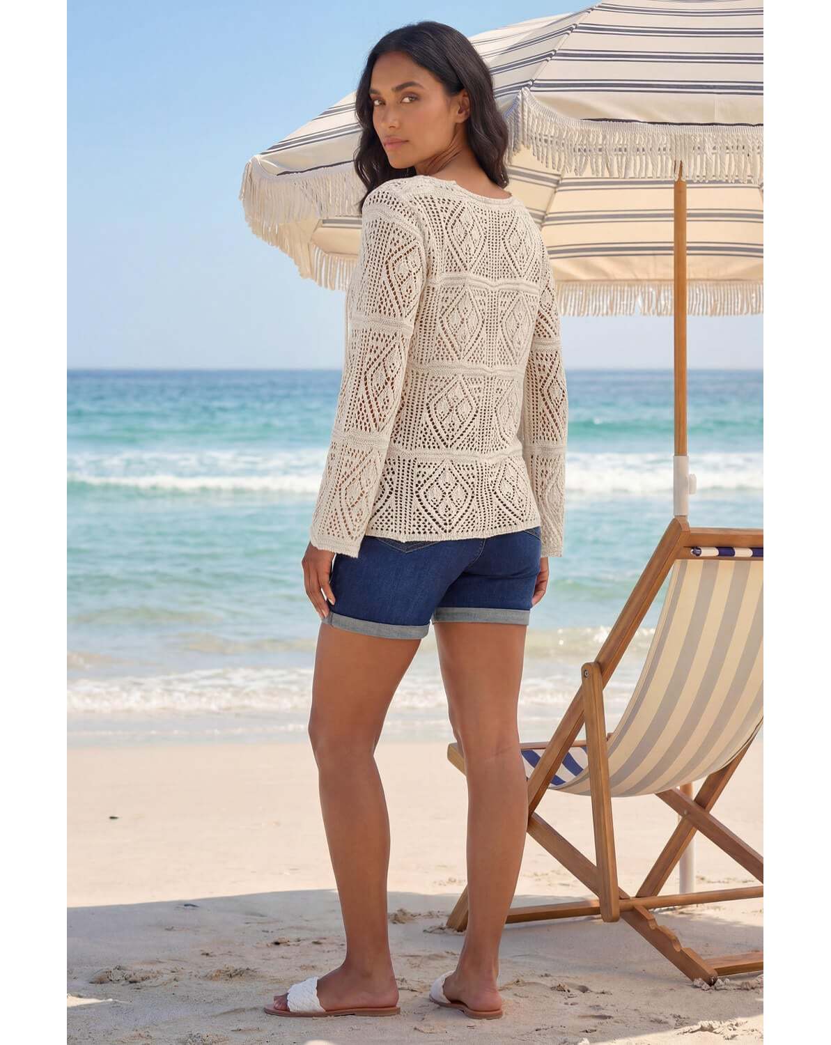 Roman Crochet Tie Front Tunic Top | JD Williams