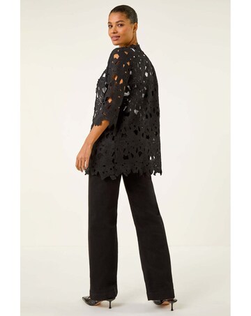 Roman Crochet Lace Longline Jacket