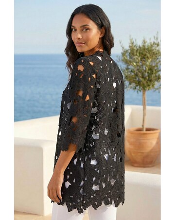 Roman Crochet Lace Longline Jacket