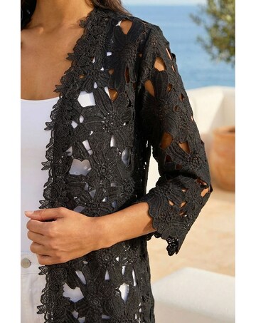 Roman Crochet Lace Longline Jacket
