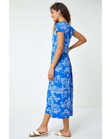 Roman Floral Print Midi Stretch Dress