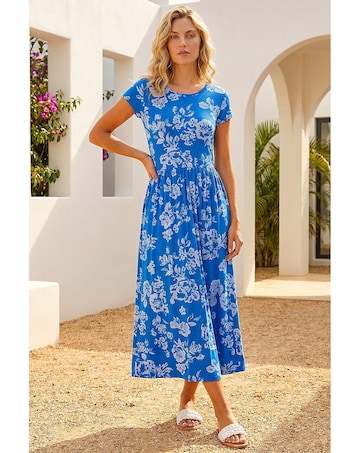 Roman Floral Print Midi Stretch Dress
