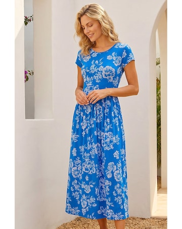 Roman Floral Print Midi Stretch Dress