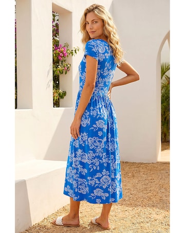 Roman Floral Print Midi Stretch Dress
