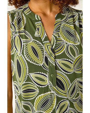 Roman Textured Leaf Print Vest Top