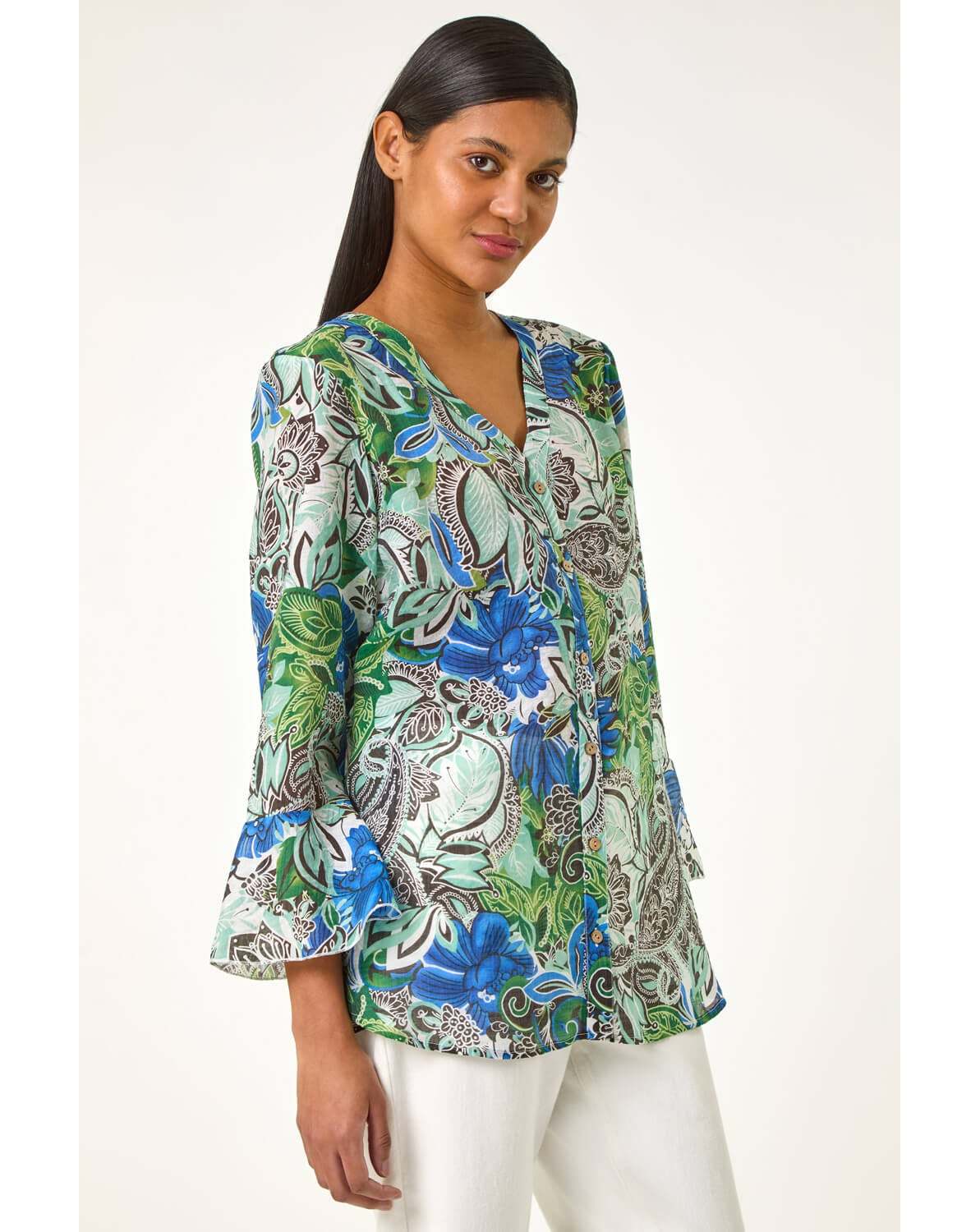 New In - Roman Paisley V-Neck Blouse