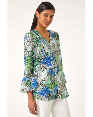 Roman Paisley V-Neck Blouse