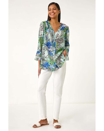 Roman Paisley V-Neck Blouse